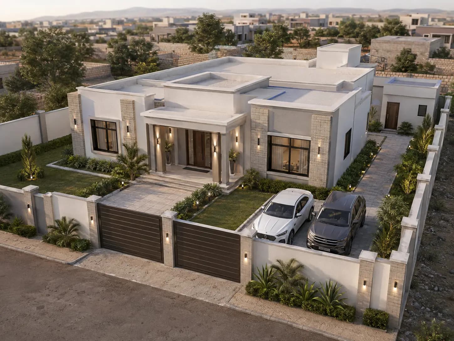 Front exterior render of a Sareedo Court residence